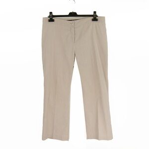 Vintage 2000s Escada Grey Taupe Pinstripe Wide Leg Linen Trouser Pants